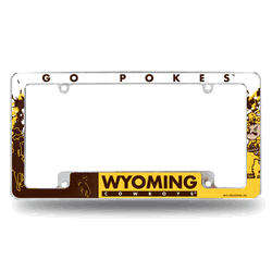 Wyoming Cowboys Primary 12" x 6" Chrome All Over Automotive License Plate Frame for Car/Truck/SUV