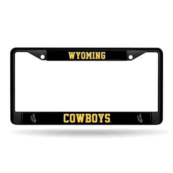Wyoming Cowboys Primary Black Chrome Frame with Plastic Inserts 12