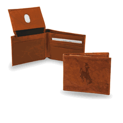 Wyoming Cowboys Standard Genuine Leather Billfold Wallet - 3.25" x 4.25" - Slim Style