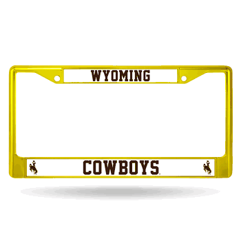 Wyoming Cowboys Yellow Colored Chrome Frame