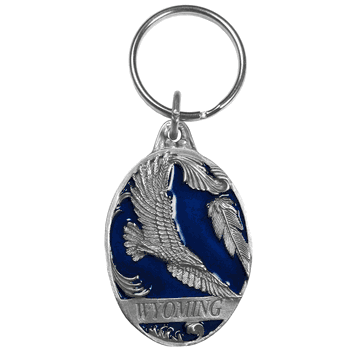Wyoming Eagle Metal Key Chain with Enameled Details