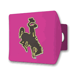 Wyoming Pink Metal Hitch Cover with  3D Color Emblem