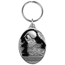 Wyoming Wolf Metal Key Chain with Enameled Details