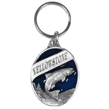 Yellowstone Trout  Metal Key Chain with Enameled Details