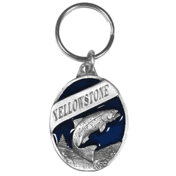 Yellowstone Trout  Metal Key Chain with Enameled Details