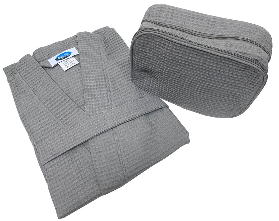 ***Closeout***Bath Robe and Two Compartment Cosmetic Bag GRAY