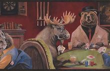 Animals Playing Poker Game Wallpaper Border FP00371b LL50163b
