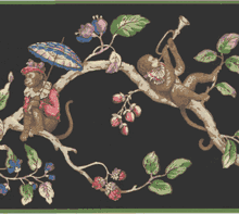Monkeys on Tree Wallpaper Border 80b64191