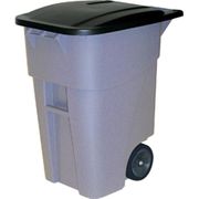Brute 50 gal Rollout Containers with lid, Gray, 9W27