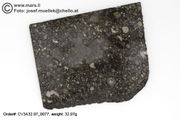 Carbon.Chondrite, CV3,  Allende, 38.7g part slice with 50 % fresh fusion crust