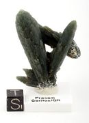 Sold! top museum grade Prasem cluster with beautiful magnetite rose (rear side)