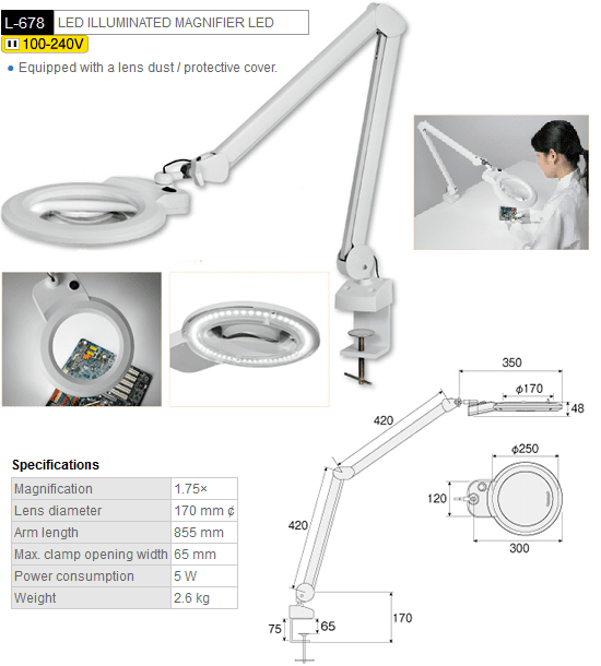 HOZAN L-678 LED Flex Arm Magnifier