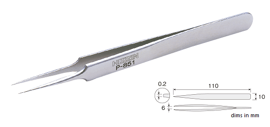 HOZAN P-851 Non-magnetic Tweezers, Fine Tip [DISCON]