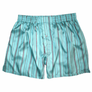 Aqua Blue Stripes Silk Boxers