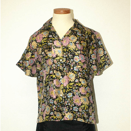 Black Pastel Floral Women's Silk shirt