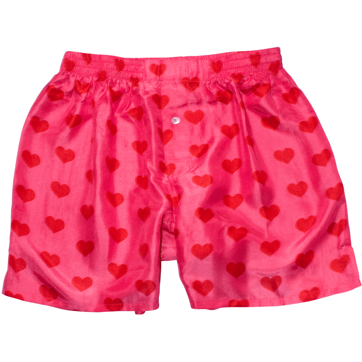 CANDY PINK RED SILK HEART BOXERS