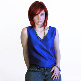 royal blue silk tank top