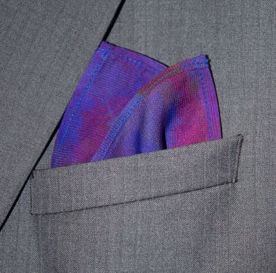 COBALT BLUE SILK TIE DYE POCKET SQUARE