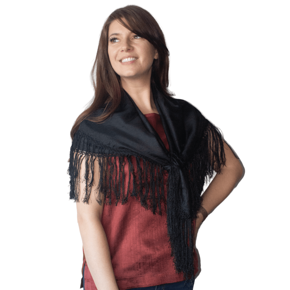 Couture Hanabi Embroidered Fringe Silk Shawl main image 0