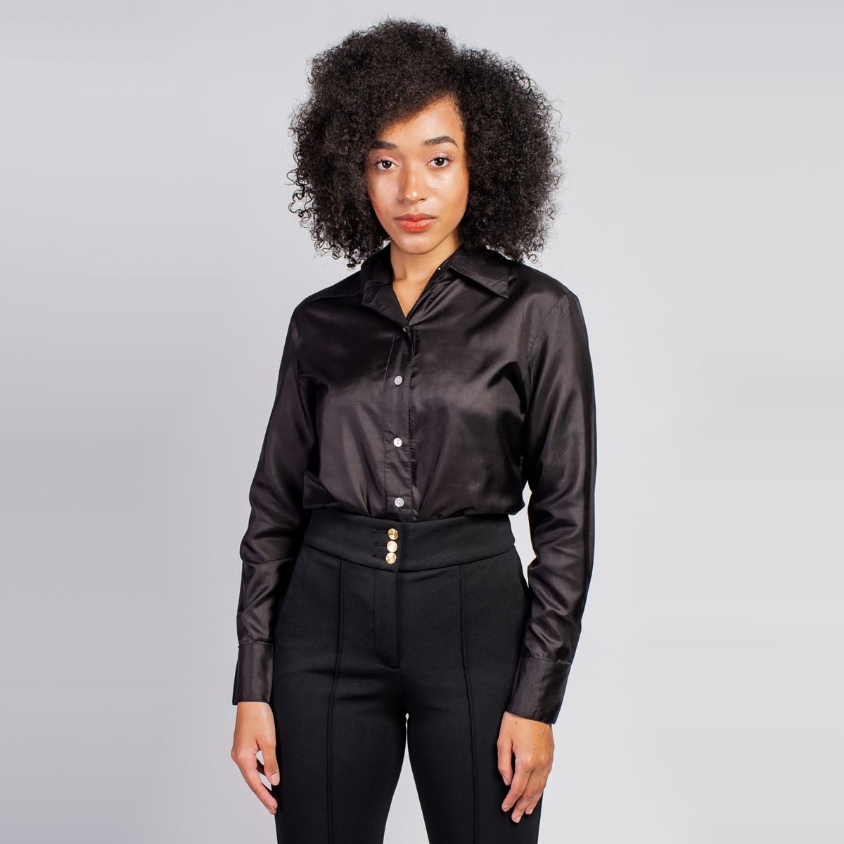 black silk shirt womens