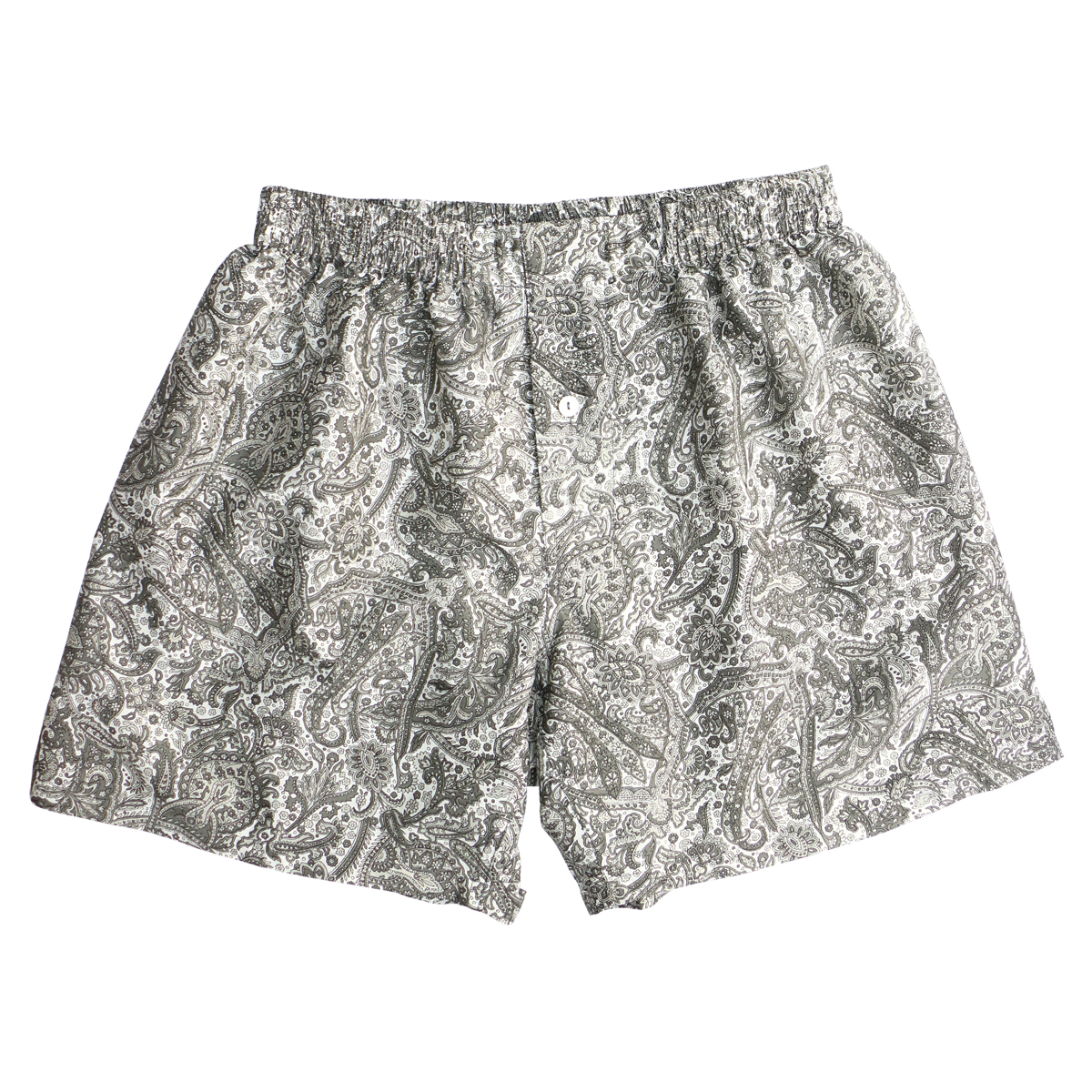 Grey Charcoal Paisley Floral Silk Cotton Boxers