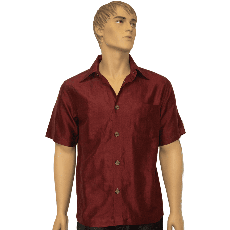 Men’s Burgundy Silk Camp Shirt