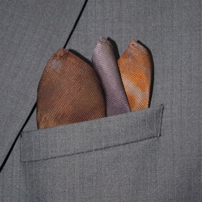 MUSTARD BROWN SILK TIE DYE POCKET SQUARE