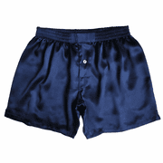 Navy Opal Satin Silk Boxers