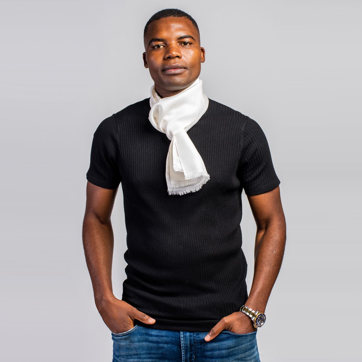 Off-White Silk Aviator Scarf
