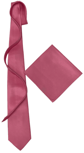 Pink Skinny Silk Tie And Pocket Square Set