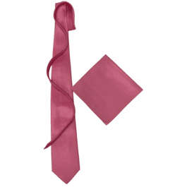 Pink Skinny Silk Tie And Pocket Square Set