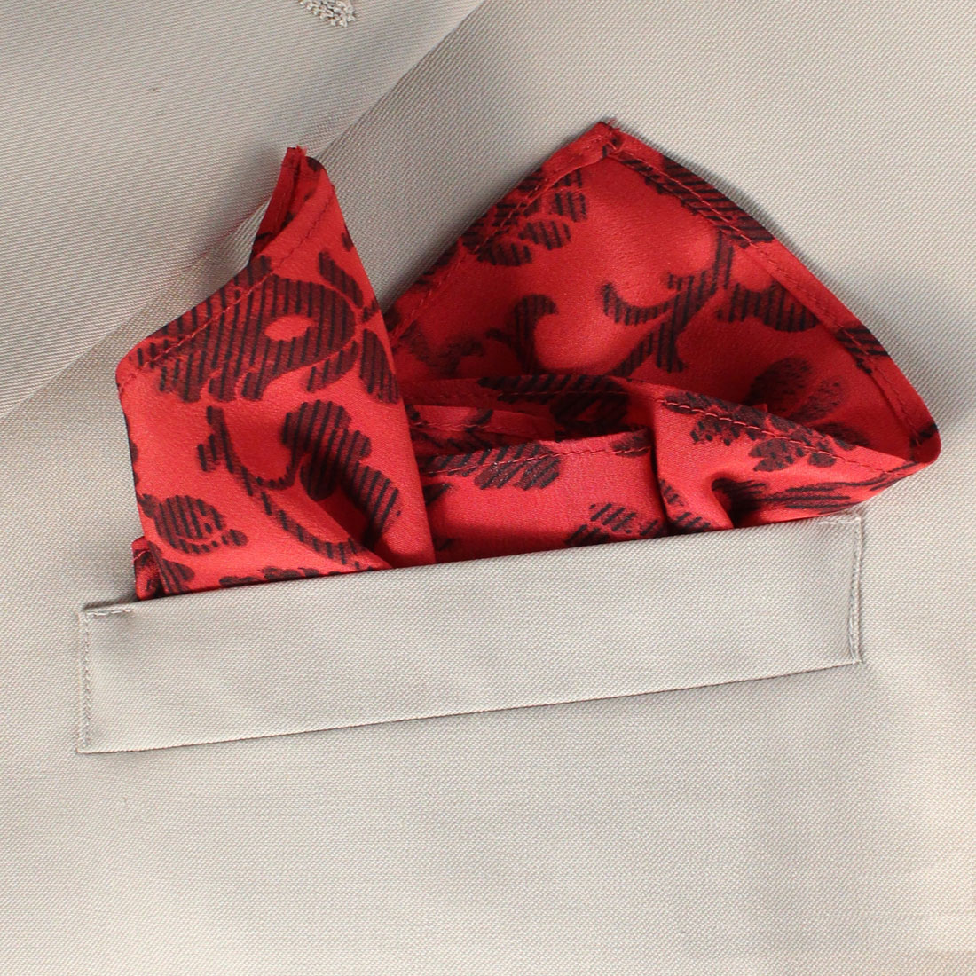 Red Vines Shadow Print Silk Crepe Pocket SquareRoyal Silk