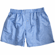 Sea Blue Checks Silk Boxers