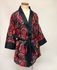 SHORT BLACK RED ORCHID PRINT KIMONO
