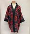 SHORT BLACK RED ORCHID PRINT KIMONO