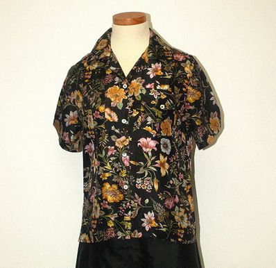 Women's Bold Black Floral Silk Shirt
