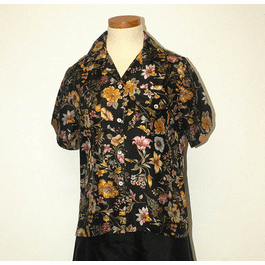 Women's Bold Black Floral Silk Shirt