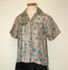 Beige Blue Floral Women's Silk Shirt