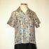 Beige Blue Floral Women's Silk Shirt