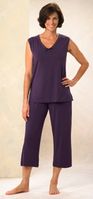 2 Piece Bamboo Viscose  PJ Set with Drawstring Capri Pants