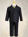 5 Piece Black with Gold Pin-Striped Suit with Gold Tie - 6m to Size 14