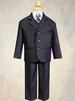 5 Piece Dark Gray Pin-Striped Suit with Silver Tie - 6m to Size 14