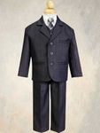 5 Piece Dark Gray Pin-Striped Suit with Silver Tie - 6m to Size 14