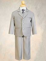 5 Piece Suit with Vest and Tie - Lt Gray - 6m to Size 14