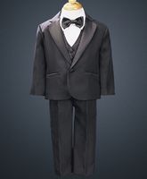 Baby and Toddler Boy's Matte Satin Tuxedo in Black/White - 3m to 4T