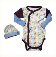 Baby's Blue Bamboo Kimono Onesie Bodysuit  and Beanie Set