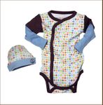 Baby's Blue Bamboo Kimono Onesie Bodysuit  and Beanie Set