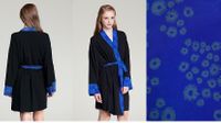 Bamboo Robe With Blue Silk Trim -- Black