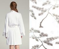 Bamboo Robe With SIlver Silk Trim -- White