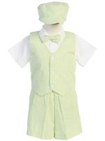 Boy's Striped SeerSucker  Shorts and Vest Set  - 3m to 4T